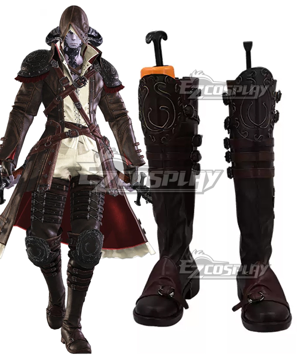Final Fantasy XIV FF14 Version 7.0 Viper Brown Shoes Cosplay Boots