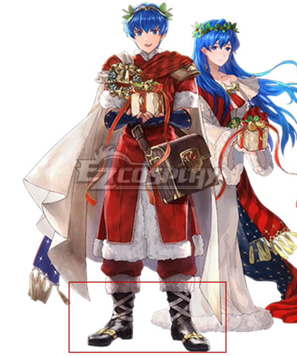 FE Christmas Marth Black Shoes Cosplay Boots