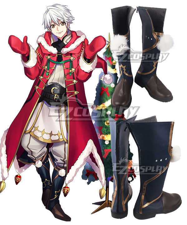 FE Heroes Robin Christmas Brown Shoes Cosplay Boots