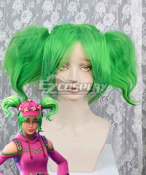Fortnite Battle Royale Zoey Green Cosplay Wig - A Edition