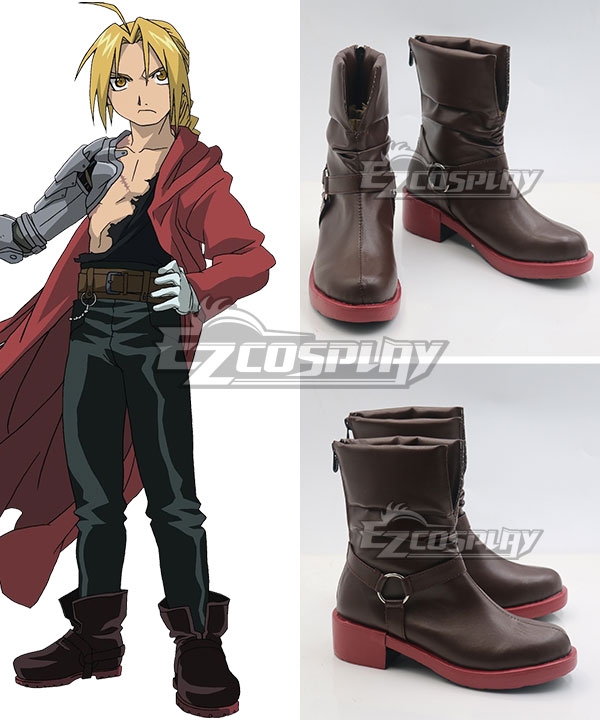 Fullmetal Alchemist Edward Elric Brown Shoes Cosplay Boots