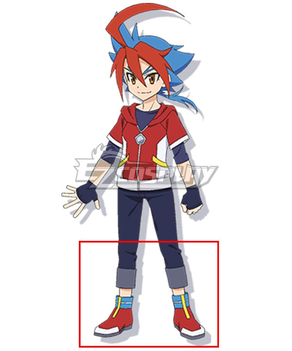 Future Card Buddyfight Ace Yuga Mikado Red Blue Cosplay Shoes