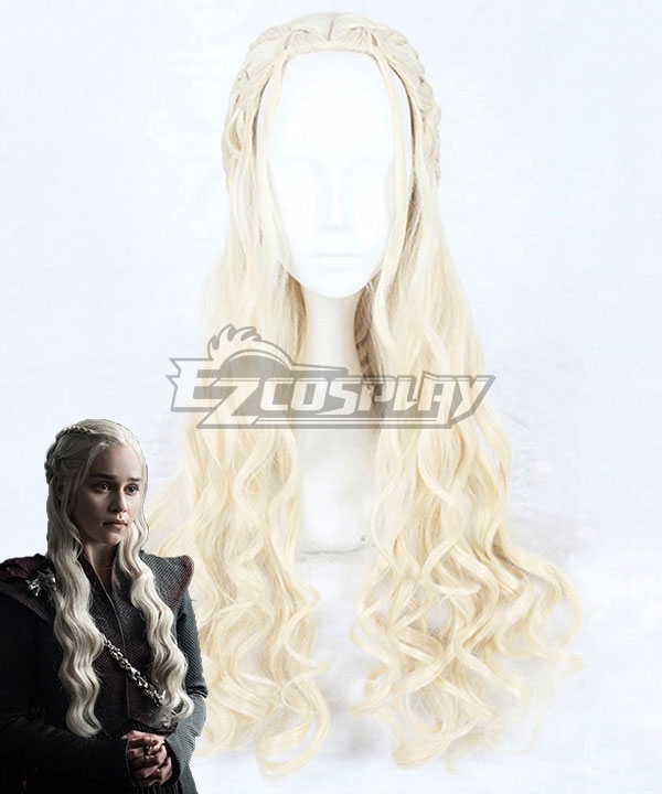 Game of Thrones Season 7 Daenerys Targaryen Light Golden Cosplay Wig