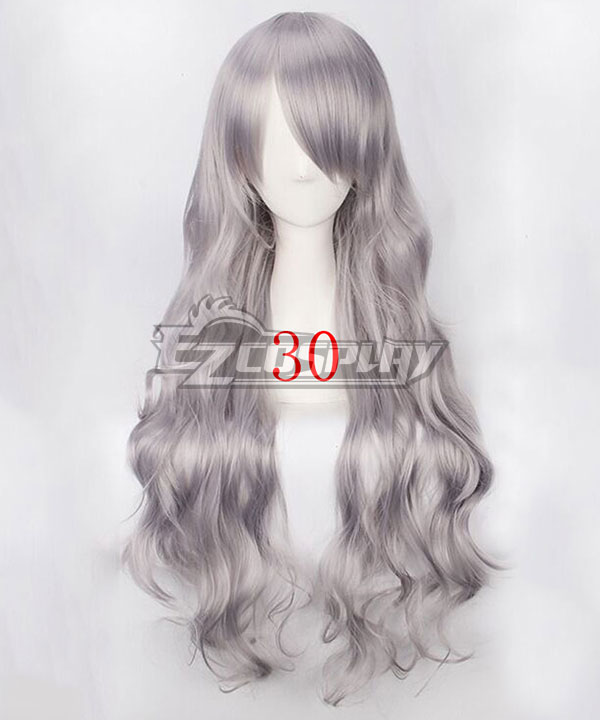 Cosplay Wig Grey Wigs With Bangs Sepia Straight Curly Gray Silky