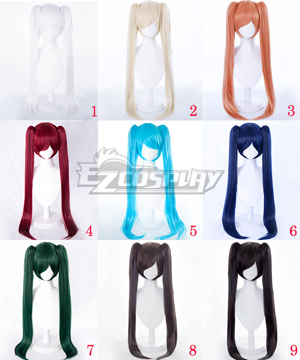General Multicolor 80cm Long Double Horsetail Cosplay Wig