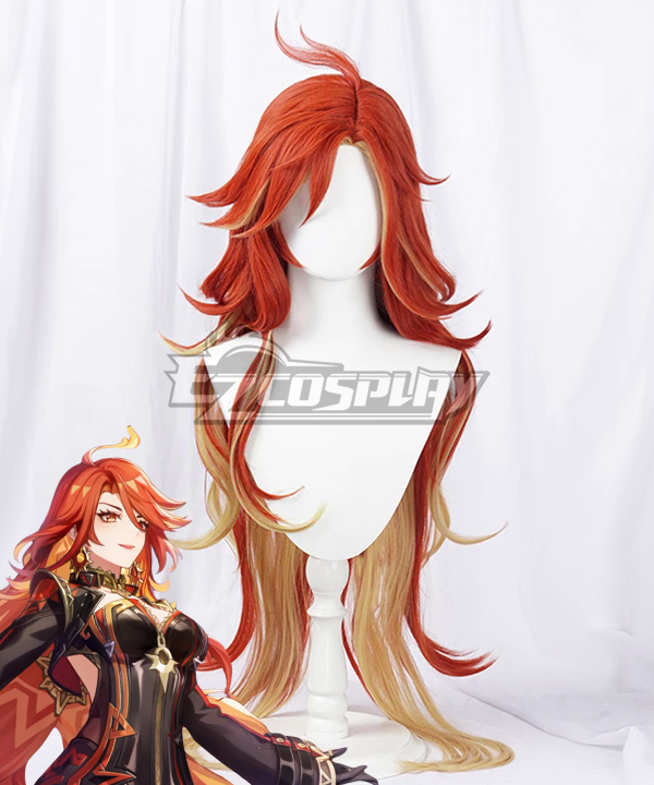 Genshin Impact Mavuika Red Yellow Cosplay Wig