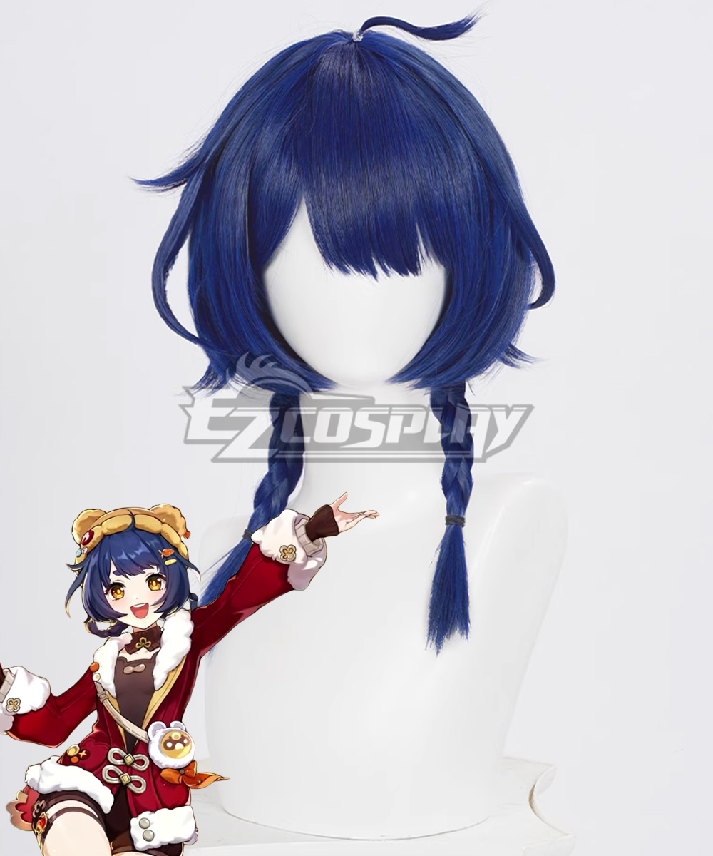 Genshin Impact New Year's Cheer Xiangling Blue Cosplay Wig