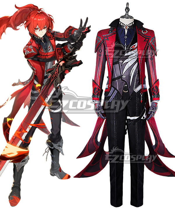 Genshin Impact Red Dead of Night Diluc Cosplay Costume