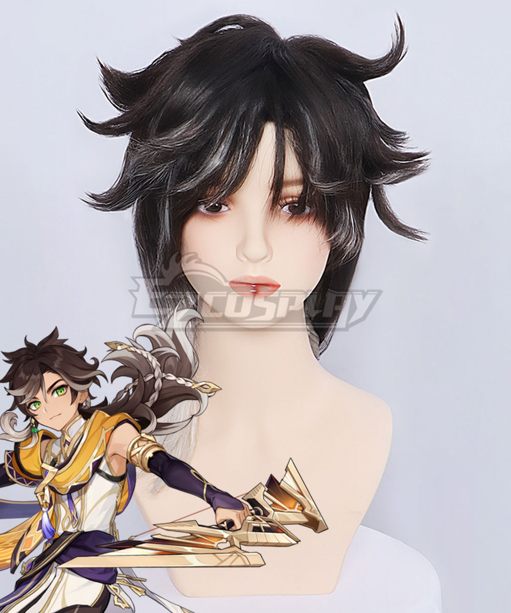 Genshin Impact Sethos Black White Cosplay Wig