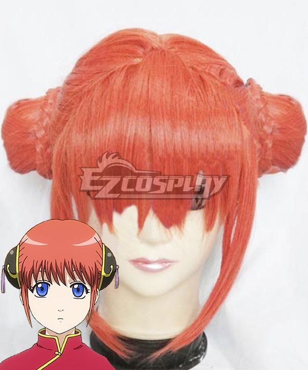 Gintama Kagura Meatball Head Orange Cosplay Wig