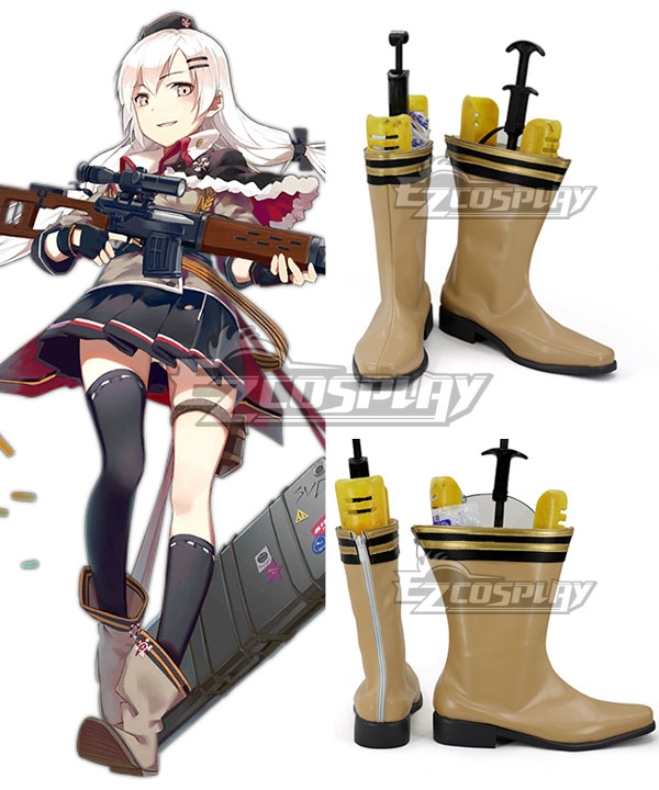 Girls Frontline SVD Brown Yellow Shoes Cosplay Boots