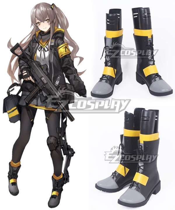 Girls Frontline UMP45 Black Yellow Shoes Cosplay Boots