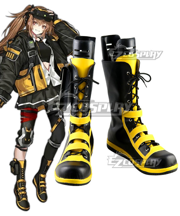 Girls Frontline UMP9 Black Yellow Boots Cosplay Shoes