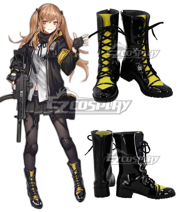 Girls Frontline UMP9 Black Yellow Shoes Cosplay Boots