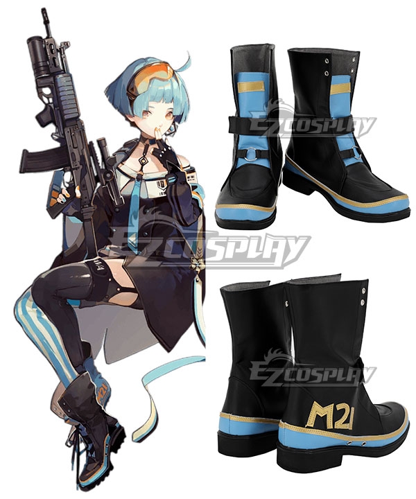 Girls' Frontline Zas M21 Zastava M21 Black Blue Shoes Cosplay Boots