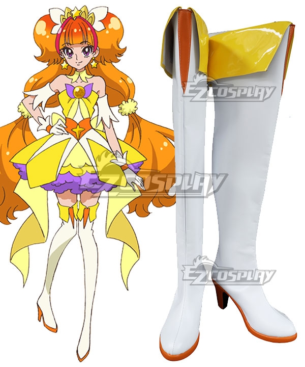 Go! Princess Cure Twinkle Amanogawa Kirara White Yellow Shoes Cosplay Boots