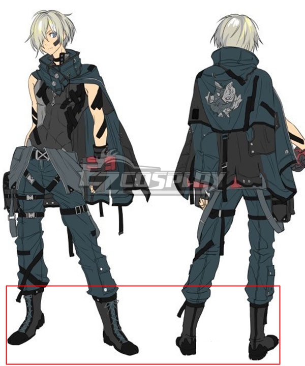 God Eater Male Protagonist Gray Black Shoes Cosplay Boots