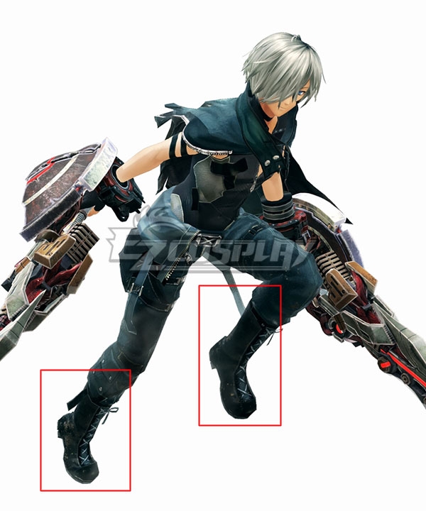 God Eater 3 Male Protagonist Gray Black Shoes Cosplay Boots