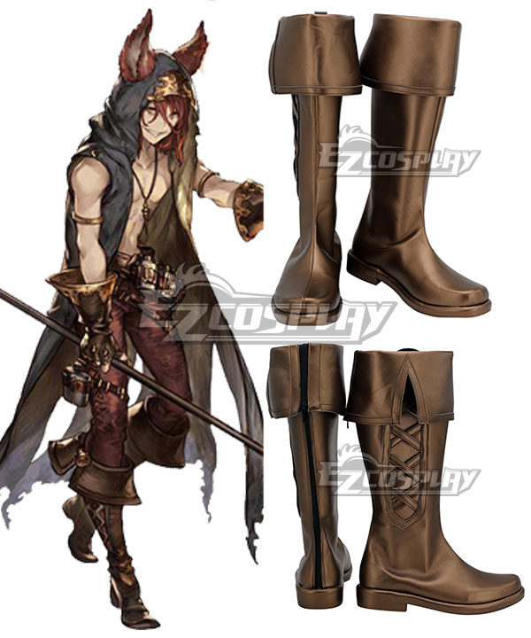 Granblue Fantasy Elmott Brown Shoes Cosplay Boots