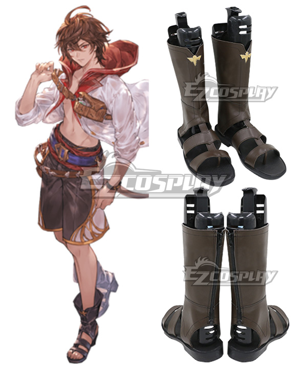 Granblue Fantasy Sandalphon Swimsuit Brown Shoes Cosplay Boots