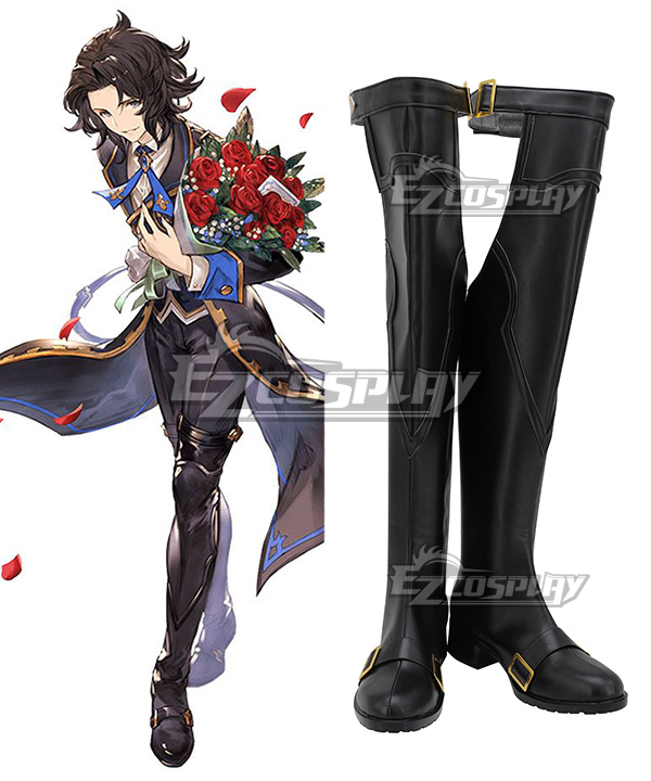 Granblue Fantasy The Dragon Knights Lancelot Black Shoes Cosplay Boots