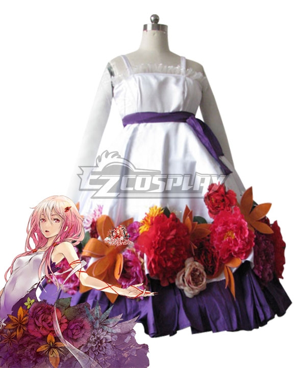 Guilty Crown Inori Yuzuriha White Flower Dress Cosplay Costume