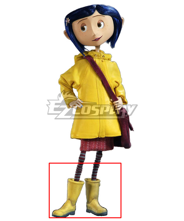 Halloween Coraline 2009 Movie Yellow Shoes Cosplay Boots