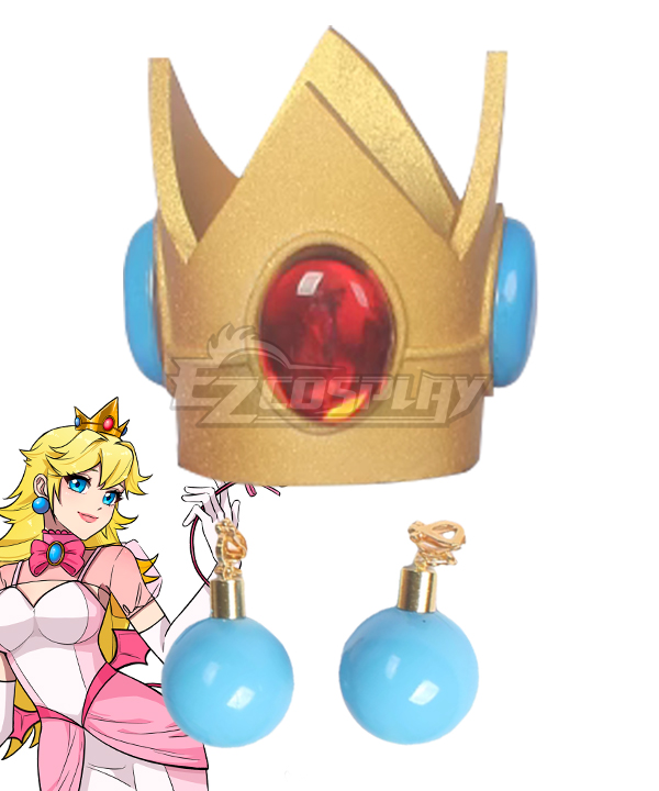 Halloween Women Peach Pink Princess Crown And Earring Cosplay Accessory Prop