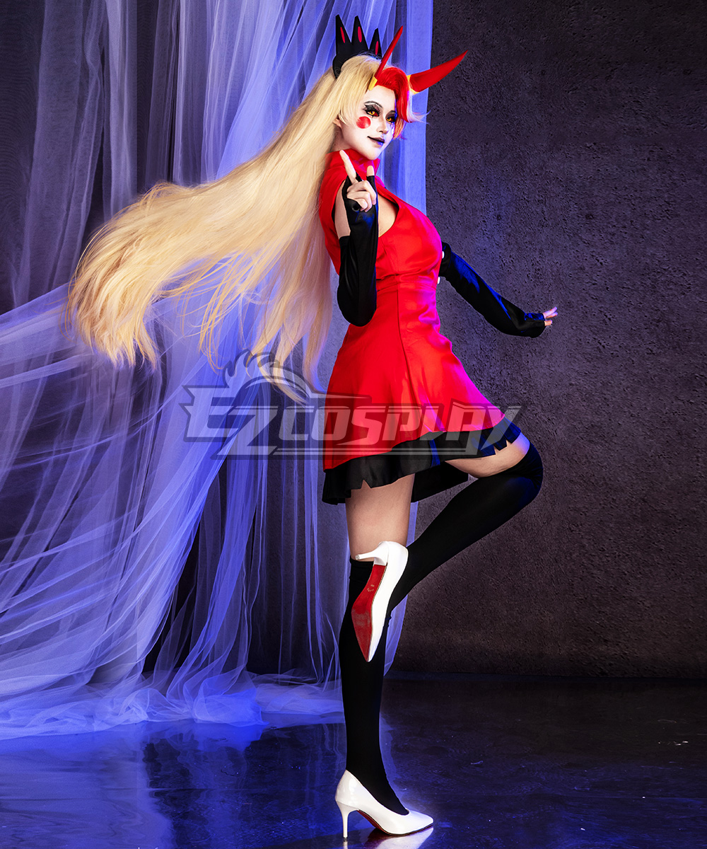 Anime Hazbin Hotel Cosplay Emily/Charlie Morningstar Costume Cosplay Outfit Dress Gloves Full Set Halloween Party Dress Up