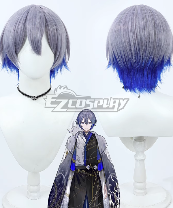 Vtuber Youtuber Hololive Nijisanji Koyanagi Rou Gray Blue Cosplay Wig