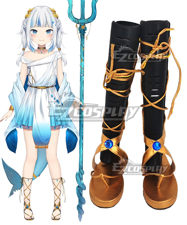 Hololive Virtual YouTuber Gawr Gura  Golden Cosplay Shoes