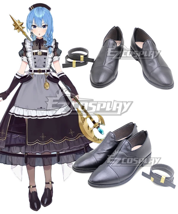 Hololive Virtual YouTuber Suisei Hoshimachi Battle Maid Fifth Black Cosplay Shoes