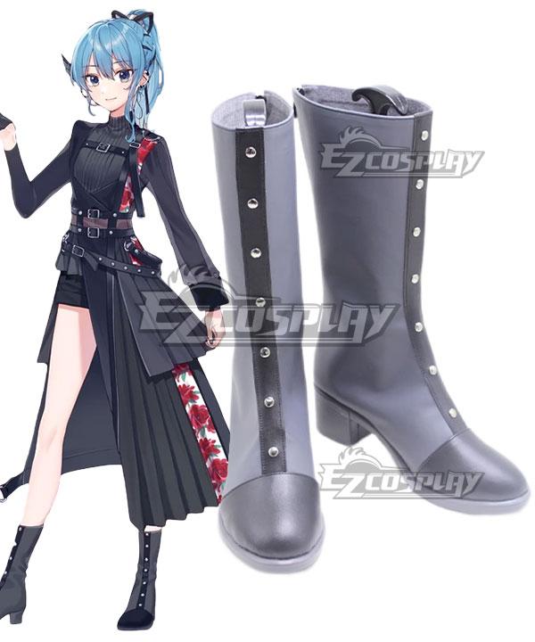 Hololive Virtual YouTuber Suisei Hoshimachi  Shout in Crisis Black Cosplay Shoes