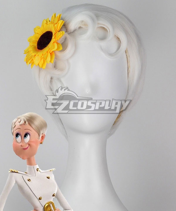 Hotel Transylvania 3 Erika Van Helsing White Cosplay Wig - Wig + Flower