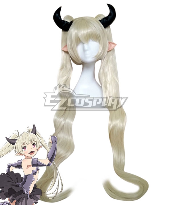 

How NOT to Summon a Demon Lord Isekai Maou to Shoukan Shoujo Dorei Majutsu Klem White Golden Cosplay Wig - Wig + Ears + Horn
