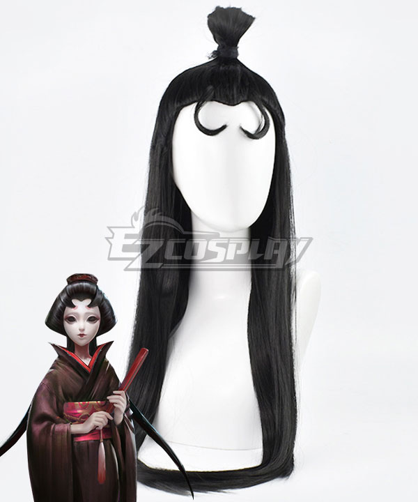 Identity V Geisha Michiko Blood Fan Halloween Black Cosplay Wig