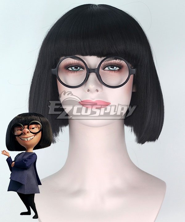 Disney The Incredibles 2 Edna Mode Black Cosplay Wig - Wig + Glasses Frames