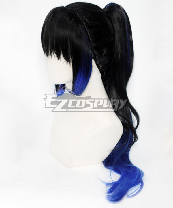 Demon Slayer: Kimetsu No Yaiba Inosuke Hashibira Black Blue Long Female Cosplay Wig