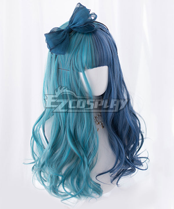 Japan Harajuku Lolita Series Blue Green Curly Cosplay Wig