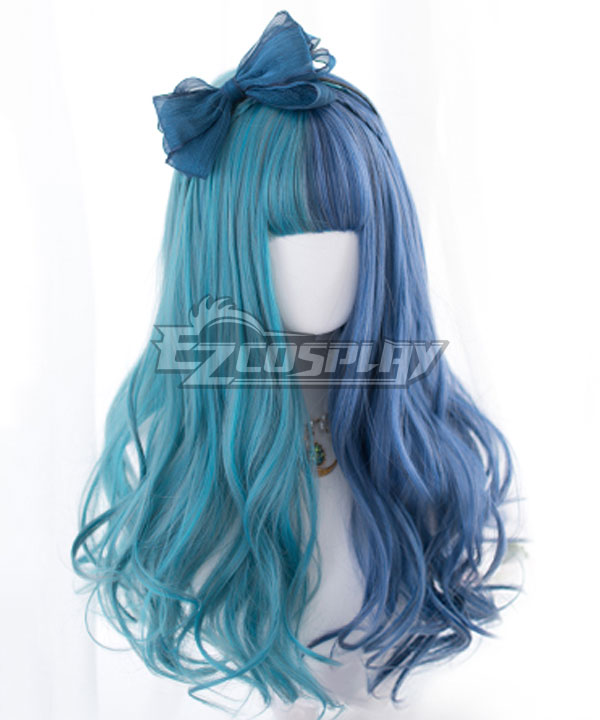 Japan Harajuku Lolita Series Blue Green Curly Cosplay Wig