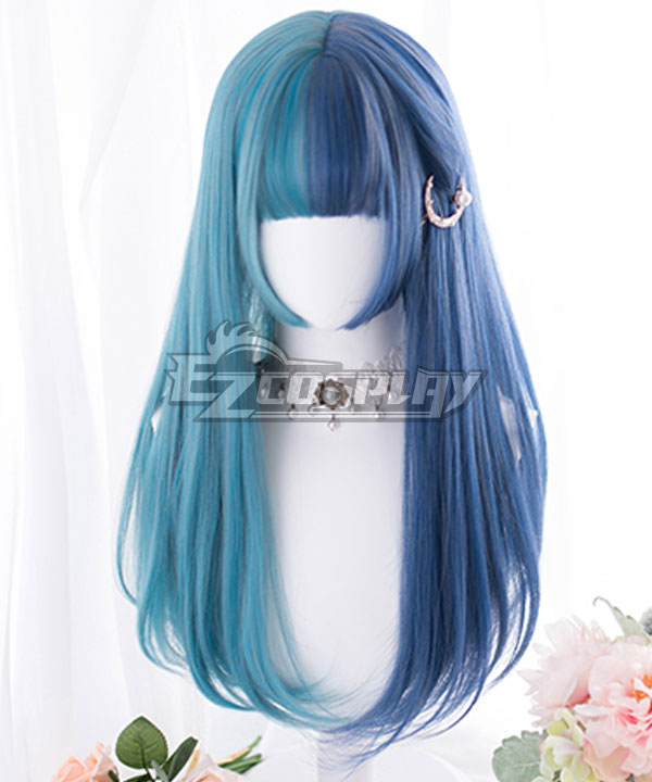 Japan Harajuku Lolita Series Blue Green Straight Cosplay Wig