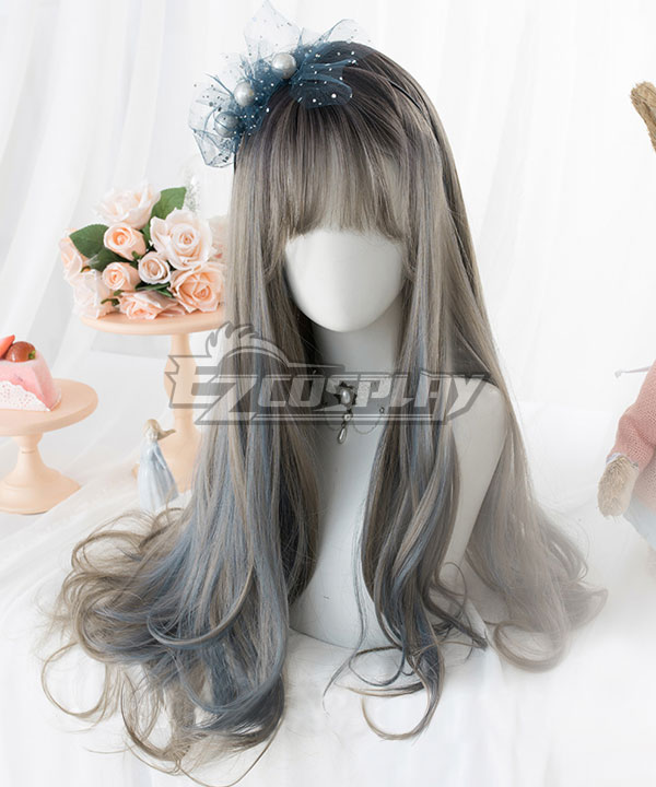 Japan Harajuku Lolita Series Grey Blue Cosplay Wig