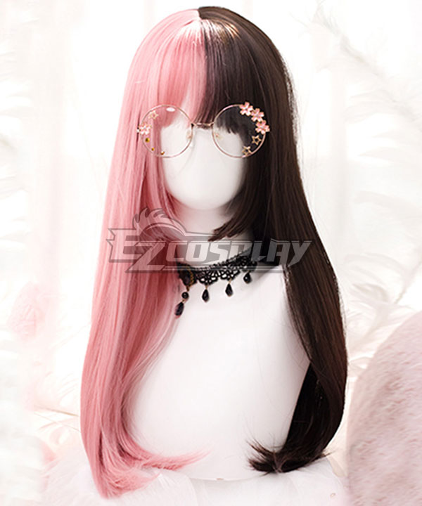 Japan Harajuku Lolita Series Halloween Pink Brown Long Cosplay Wig-Only Wig