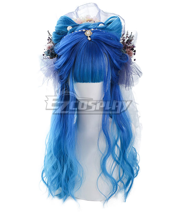 Japan Harajuku Lolita Series Mirror Moon Blue Cospaly Wig