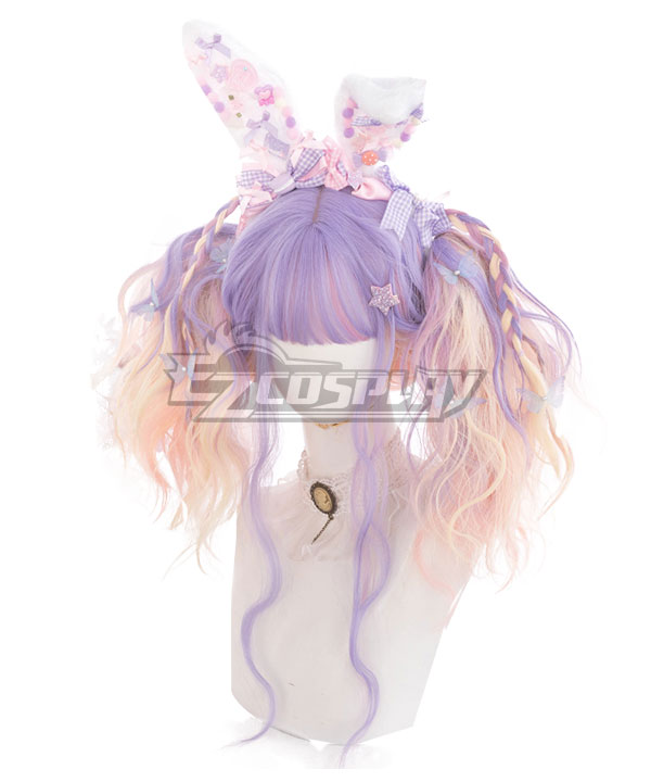 Japan Harajuku Lolita Series Rainbow Unicorn Purple Cosplay Wig