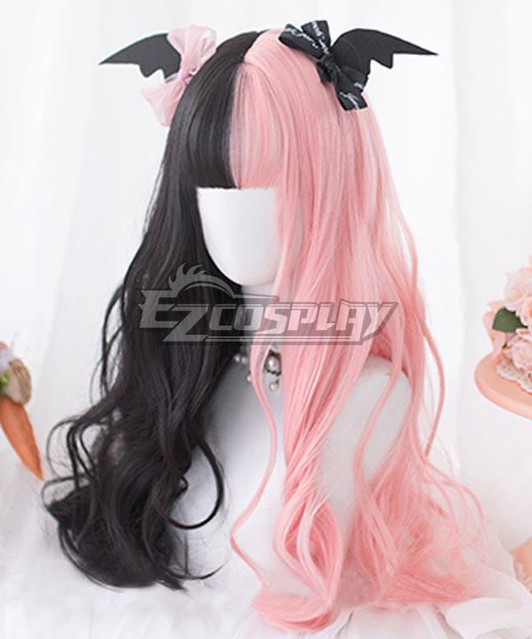 Japan Harajuku Lolita Seriest Black Pink Cosplay Wig - Only Wig