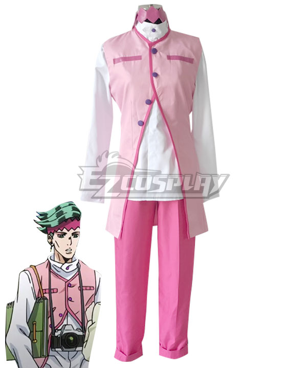 Jojo'S Bizarre Adventure : Unbreakble Diamond Rohan Kishibe Pink Cosplay Costume