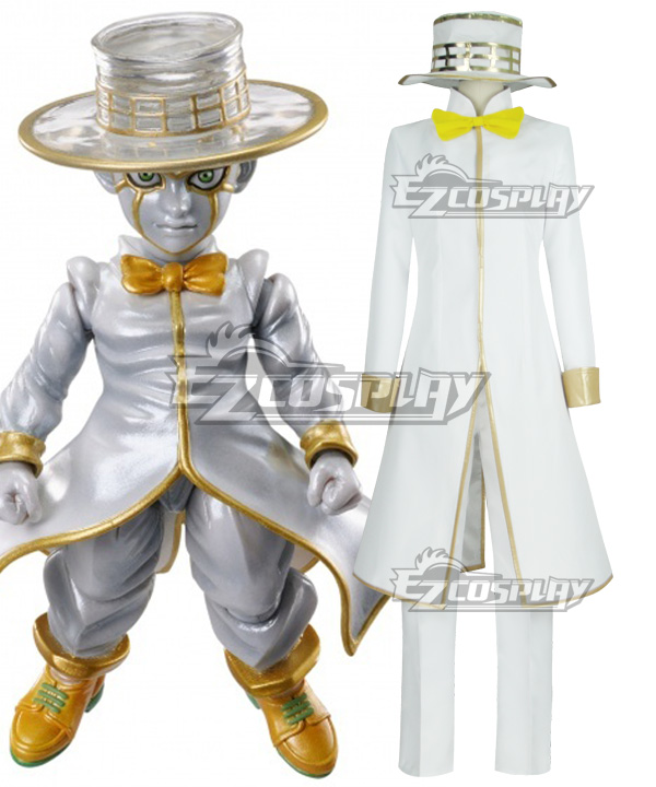 Jojo'S Bizarre Adventure :Unbreakble Diamond Rohan Kishibe Heaven' Door White Cosplay Costume
