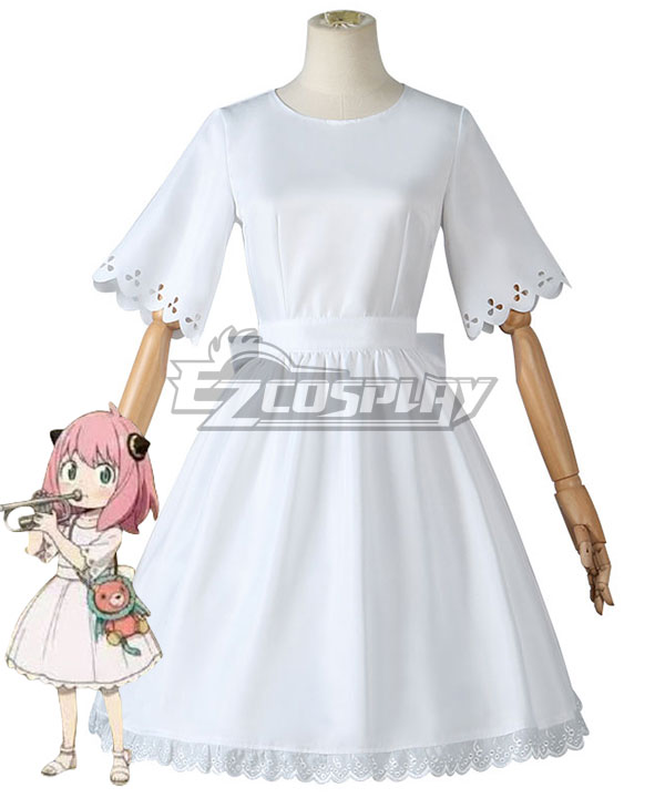 Kid Size SPY×FAMILY Anya Forger White Dress Cosplay Costume