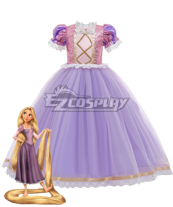 Kids Child Size Disney Tangled Rapunzel Princess Cosplay Costume